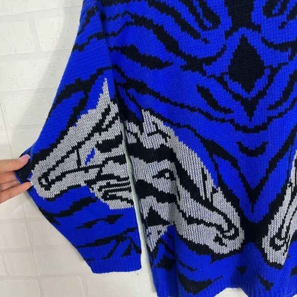 Arielle Vintage Women’s sweater Size S/MBlue Knit Animal Print - Picture 11 of 14